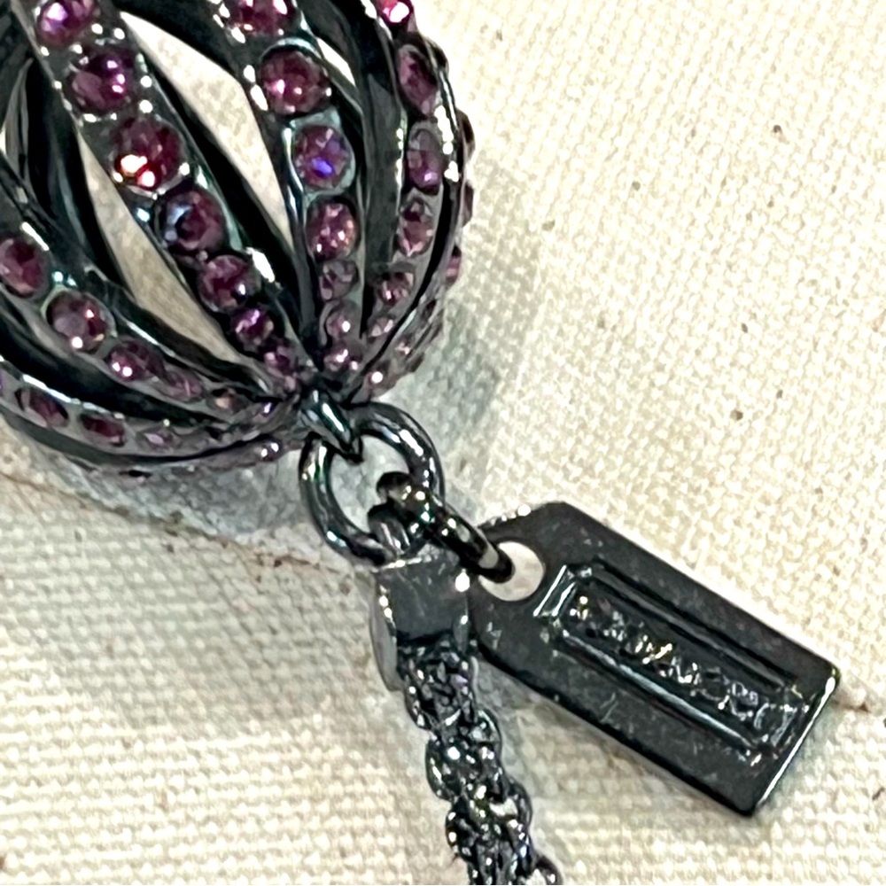 NWT Coach Cage Station Pave Crystal Nevklace - Picture 6 of 15